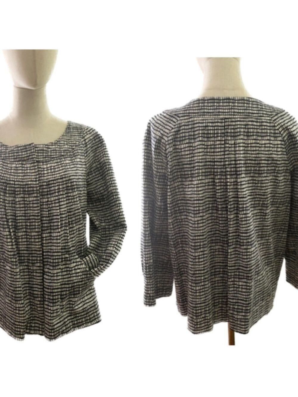 Apostrophe BLACK & WHITE 3/4 SLEEVE CROPPED SCOOP NECK LINED JACKET NWOT SZ 10